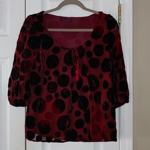 Ecologie maroon velvet circle print  blouse top
